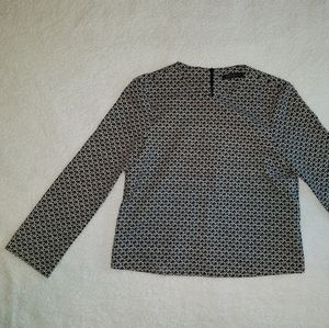 Patterned Black & White Long Sleeved Zara Blouse